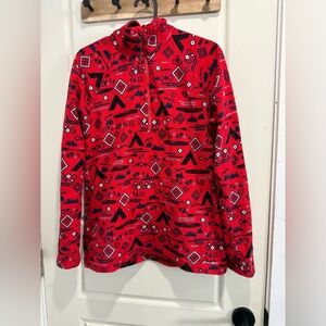 Eddie Bauer Red and Black Patterned Pullover